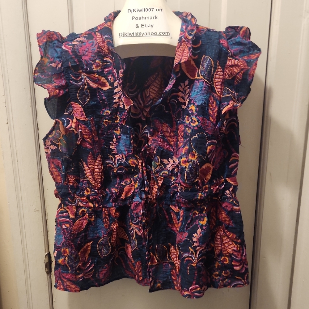 5/$25 2x [Torrid] 2 Tie Floral Blouse -worn 2x Over The Summer B1 - Picture 3 of 11